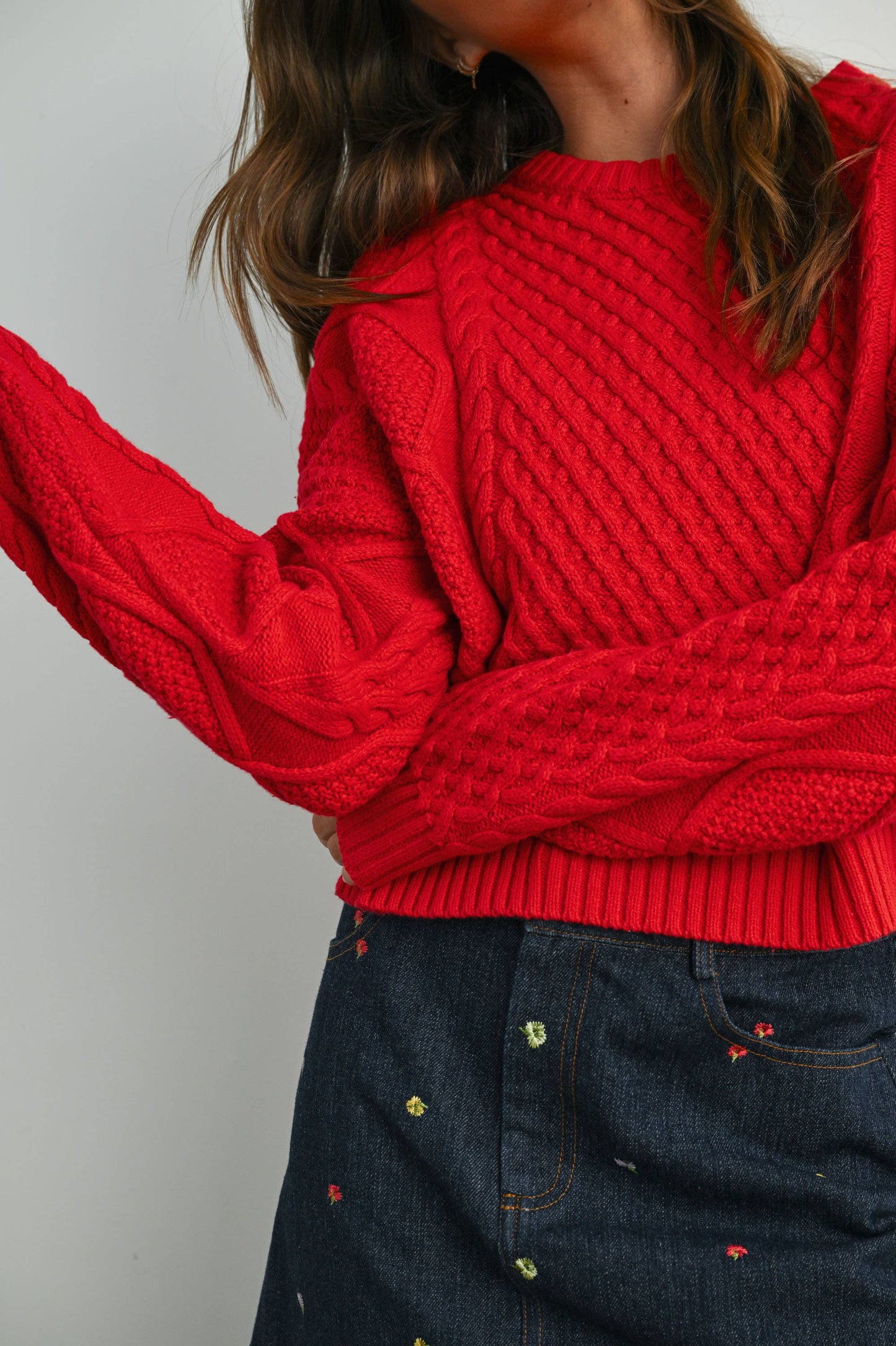 Fall Casual Solid Cable Knit Sweater - BMW7194
