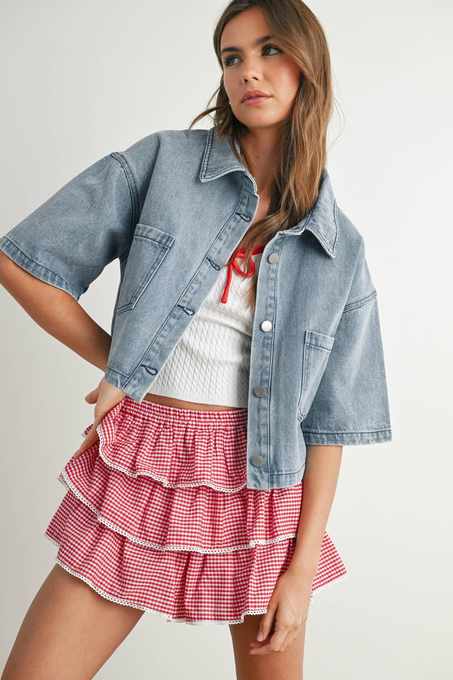 Button Front Cropped Shirt -