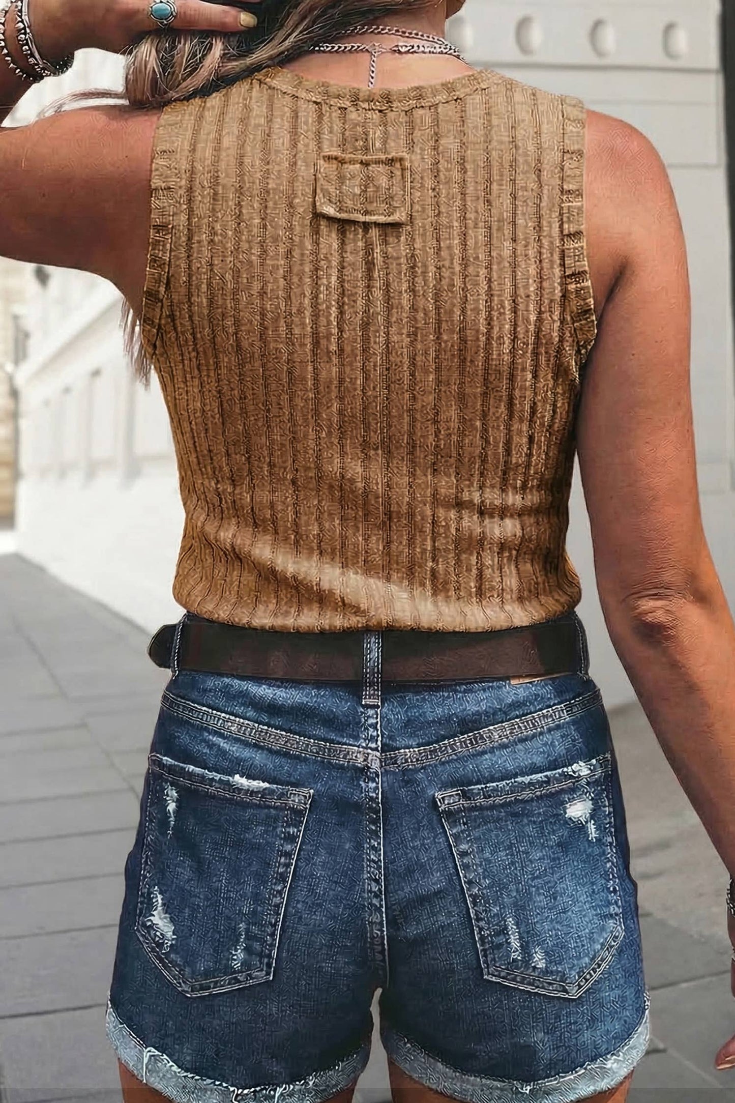 Western Mineral Wash Slim Fit Ribbed Tank Top | S-XL