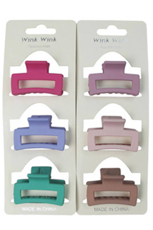 Petite Block Matte Pastel Hair Claw 3 Pcs/pack