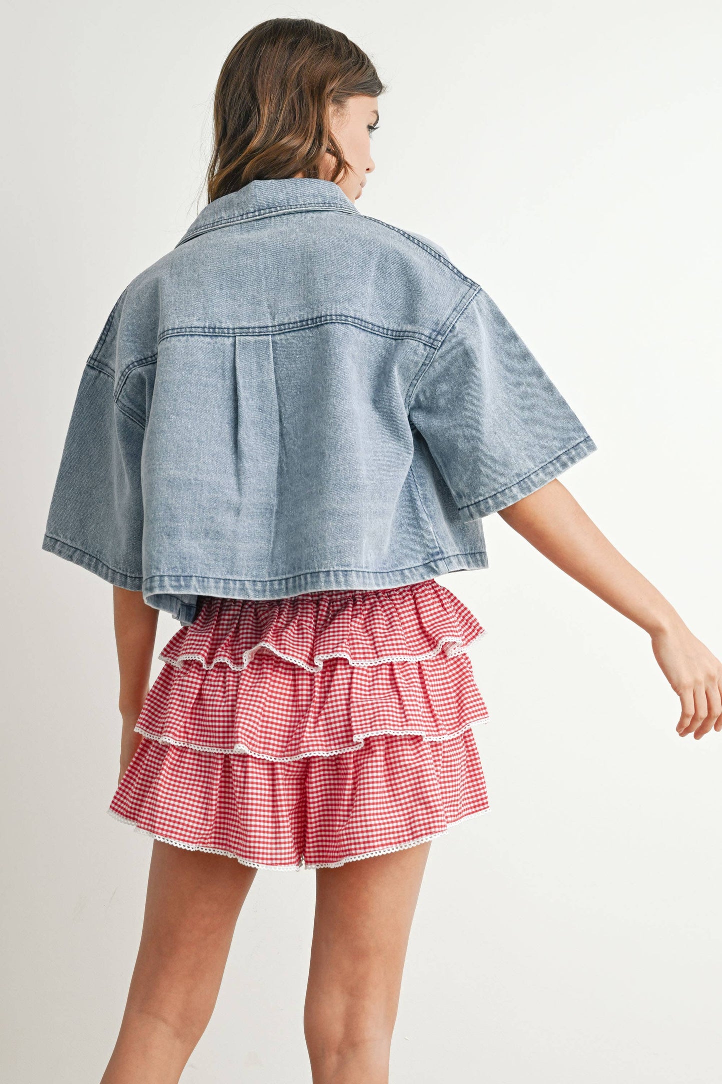 Button Front Cropped Shirt -