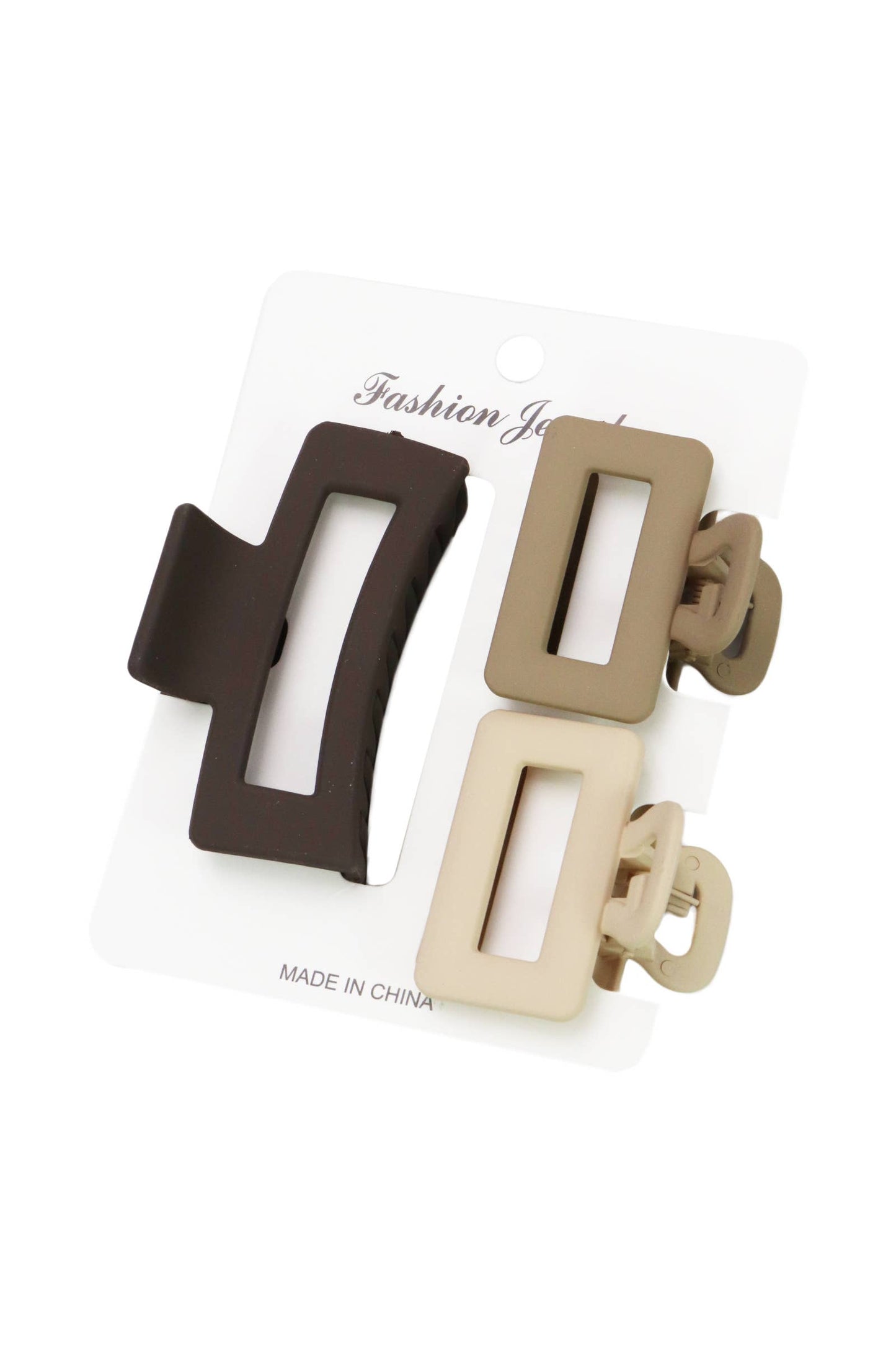 Cubic Matte Earth Tone Hair Claw - 3 pcs/card