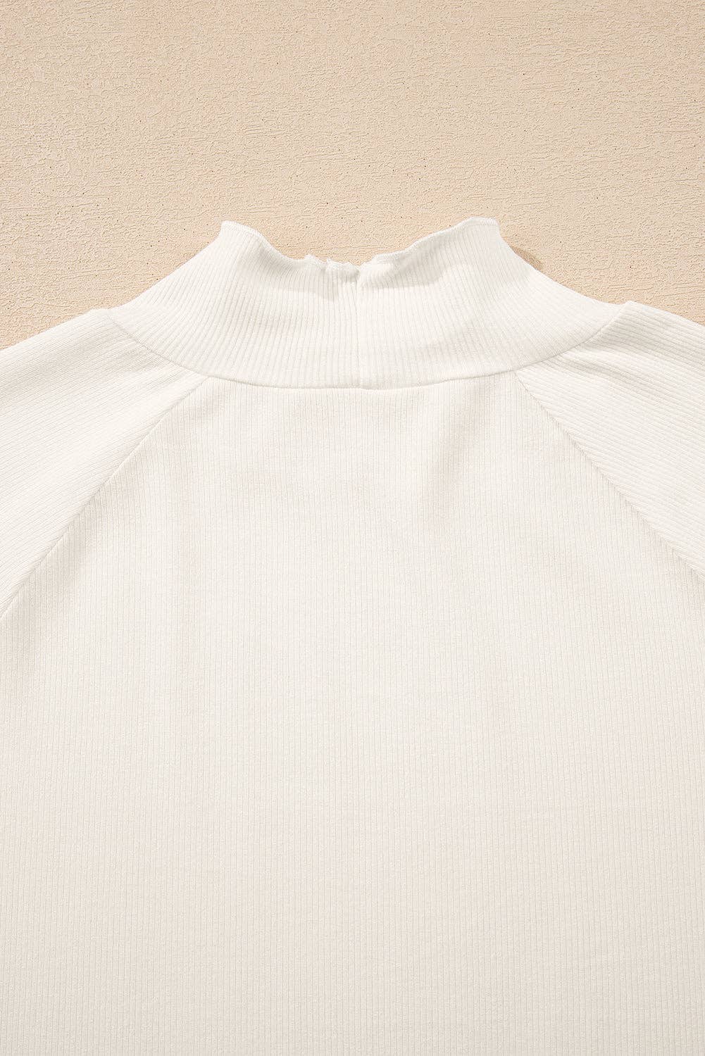 Black Ribbed Knit Lettuce Trim High Neck Long Sleeve Top