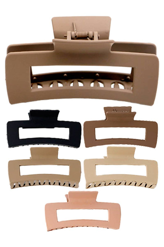 Wide Block Matte Earth Tone Y2K Clip Hair Claw