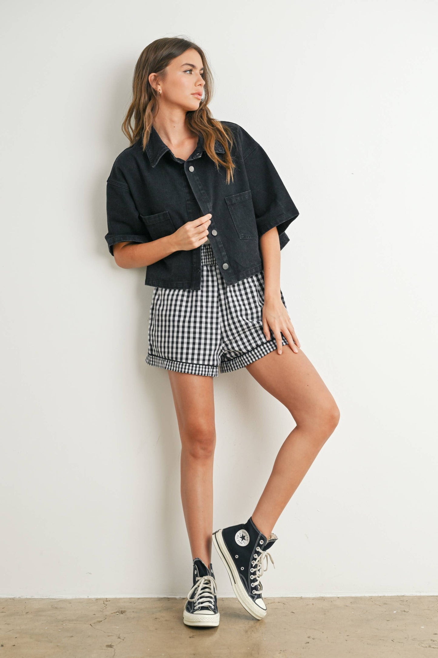 Button Front Cropped Shirt -