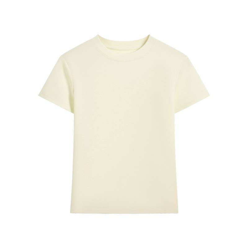 Essential basic plain fitted cotton blend crewneck tee