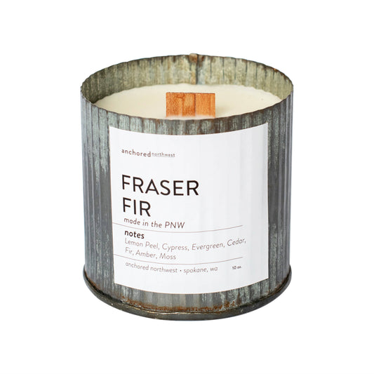 Fraser Fir Rustic Vintage Farmhouse Wood Wick Candle - Christmas