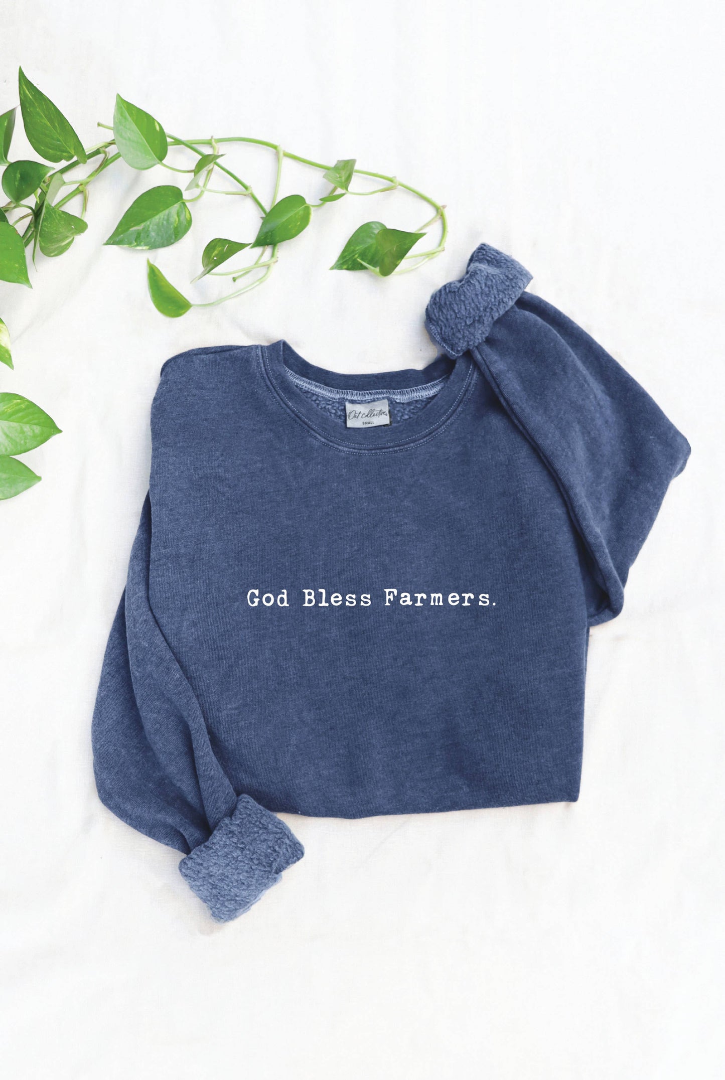 GOD BLESS FARMERS.  Mineral Washed Graphic Sweatshirt