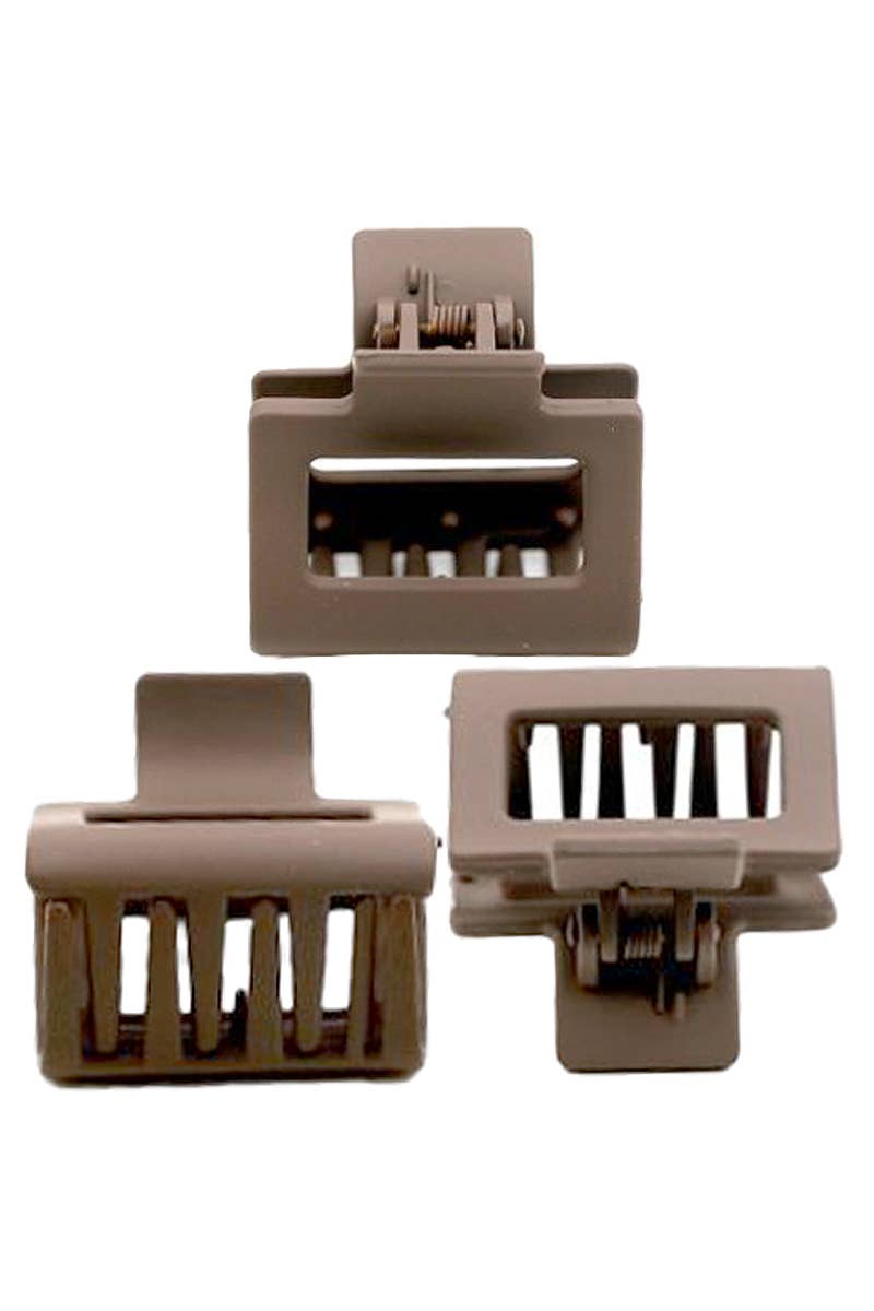 Mini Cubic Matte Earth Tone Hair Claw - 3 pcs Pack