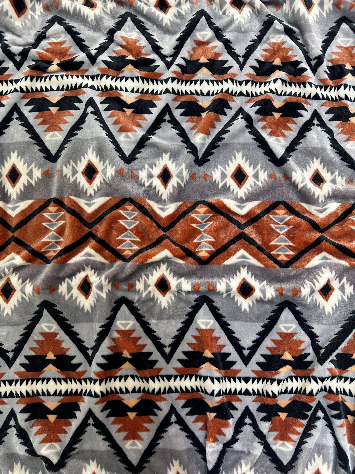 Gray Southwest Aztec King Size Super Soft Plush Blanket