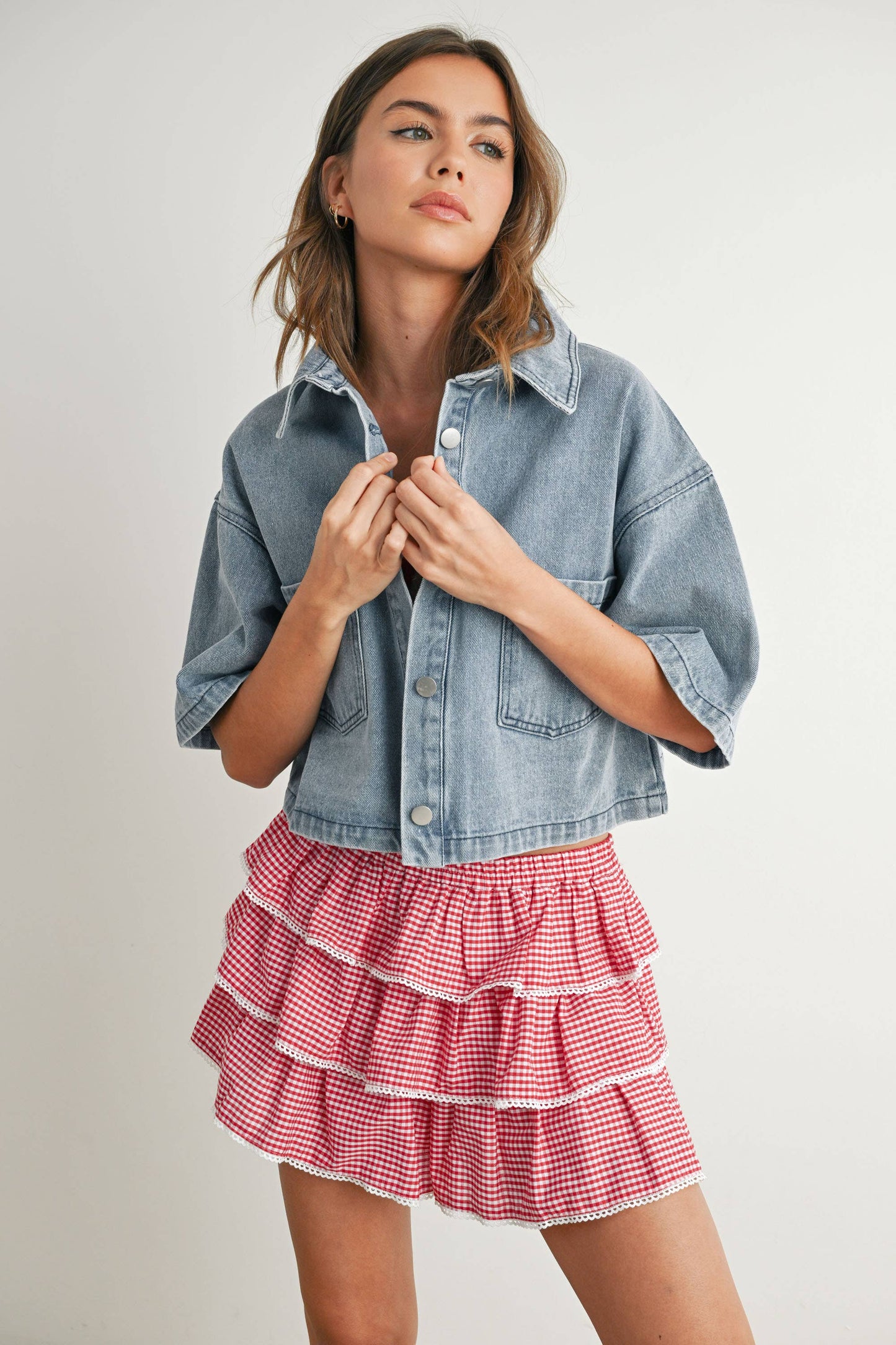 Button Front Cropped Shirt -