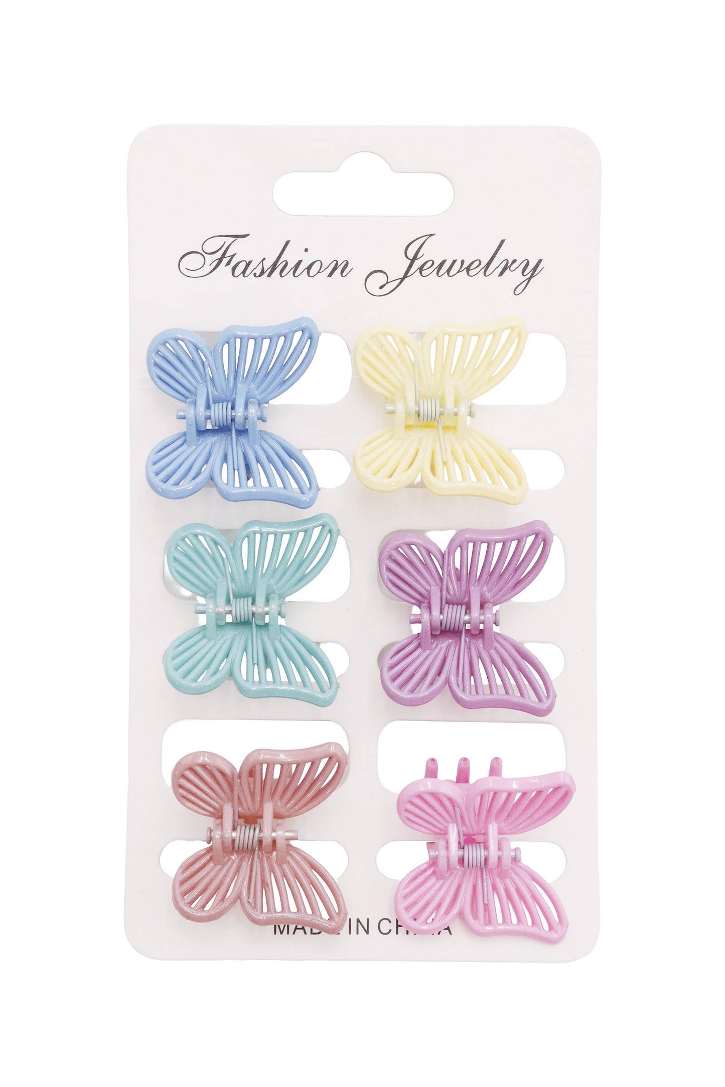 Mini Butterfly Hollow-out Hair Claw - 6 Set