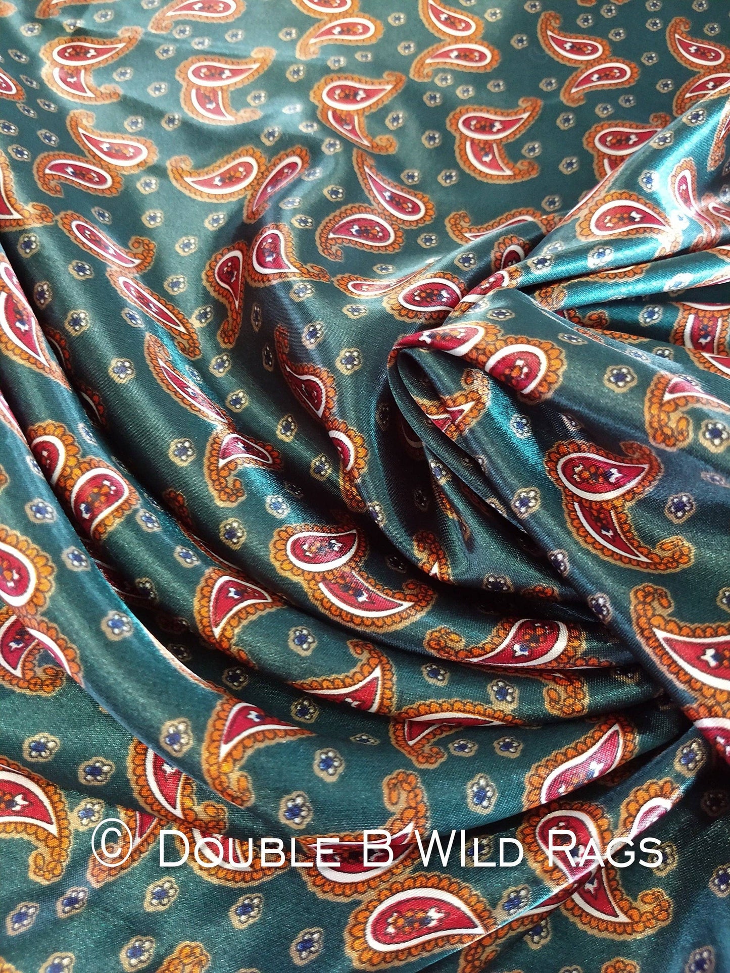 WILD RAG Hunter Green and Copper Paisley western neck scarf bandanna by Double B Wild Rags