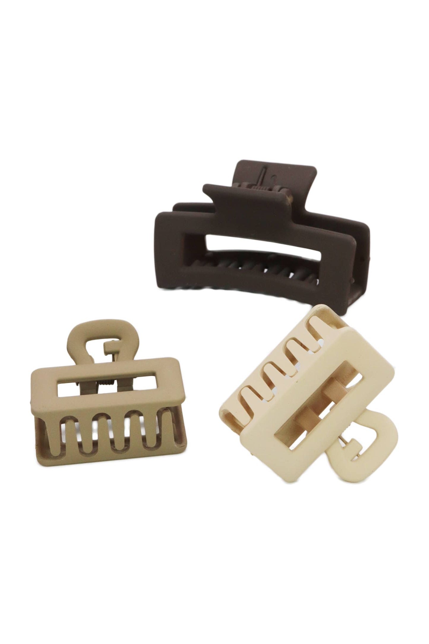 Cubic Matte Earth Tone Hair Claw - 3 pcs/card