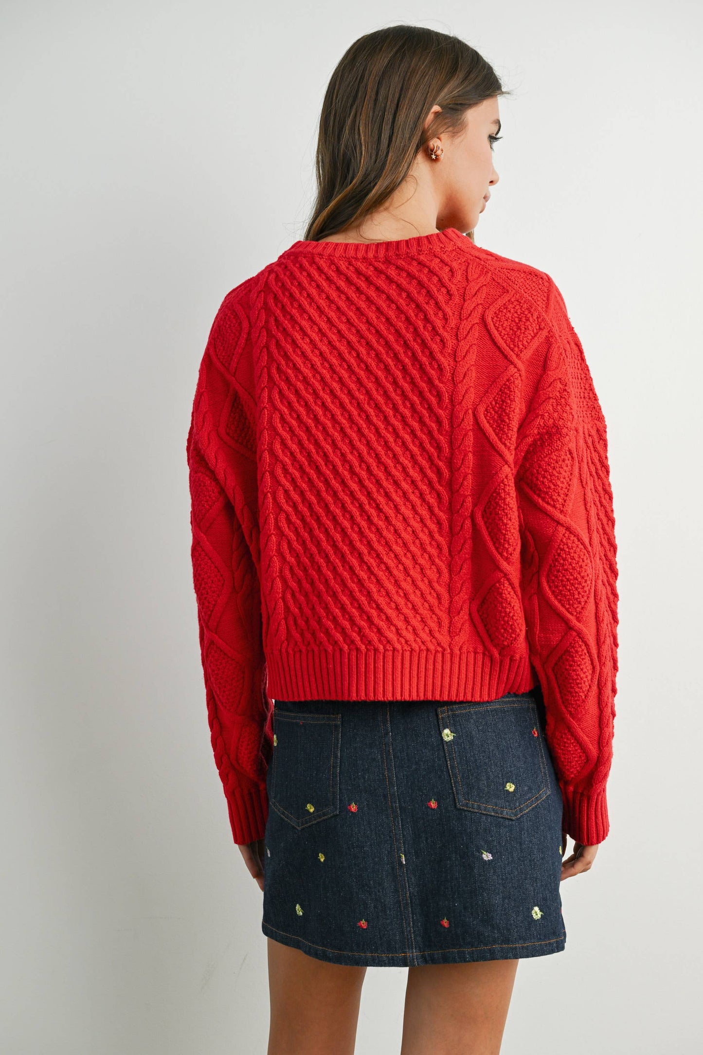 Fall Casual Solid Cable Knit Sweater - BMW7194