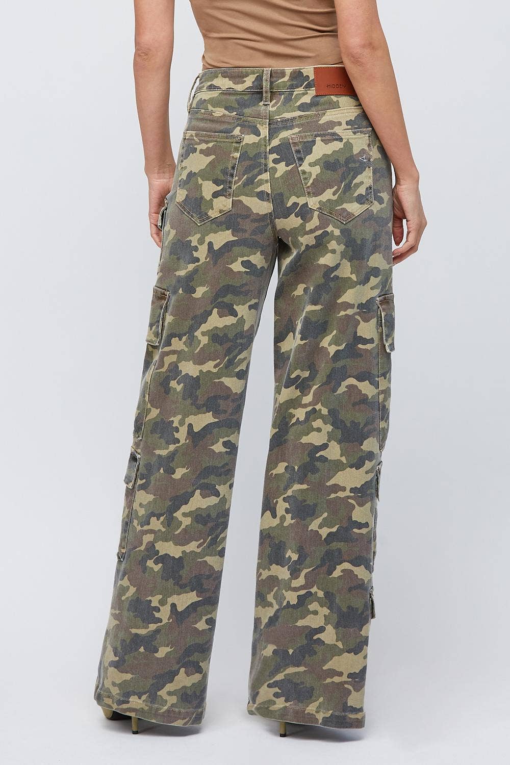 Camo High Rise Cargo 32" Inseam Wide leg