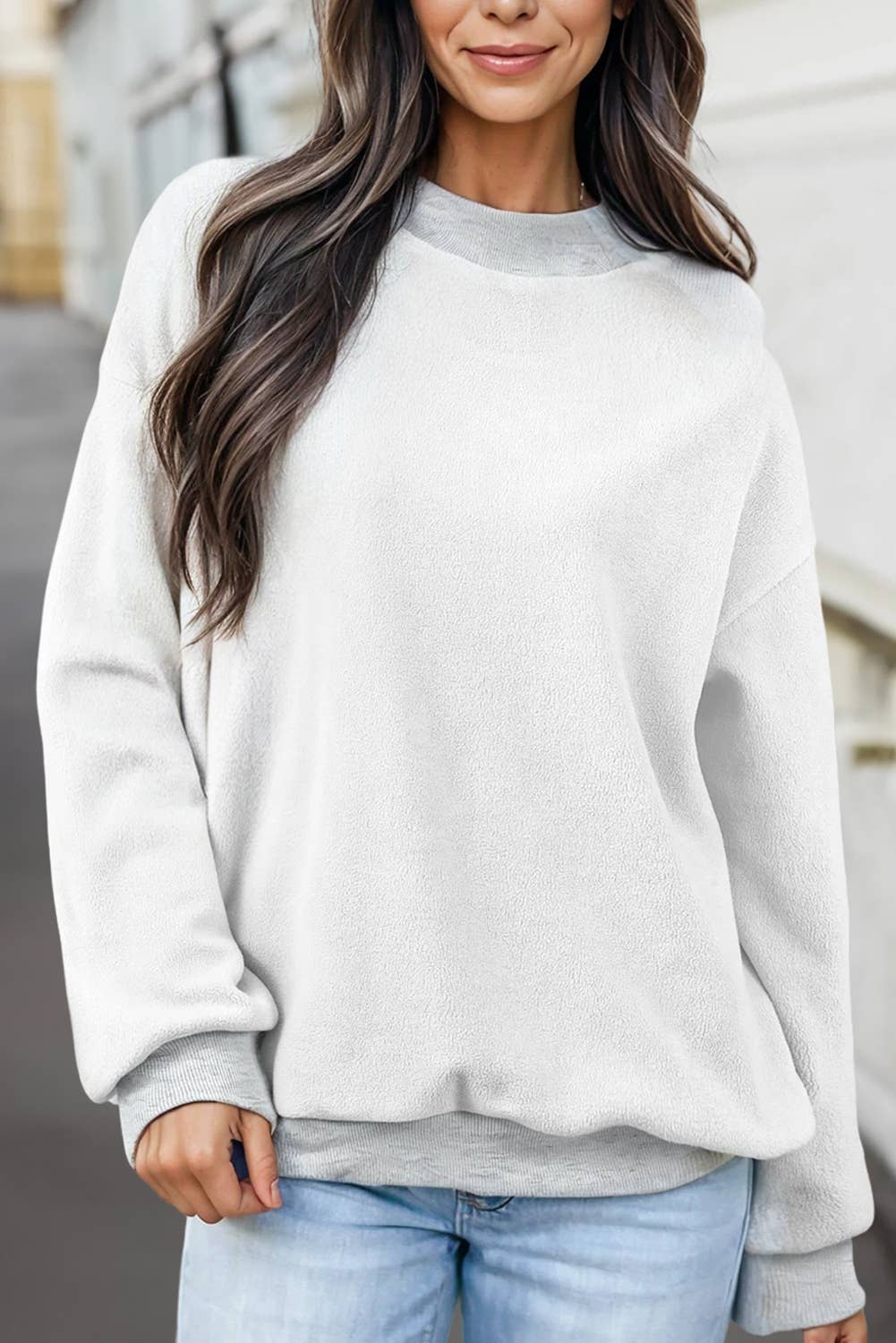 Reversible Oversized Mock Neck Sweatshirt | S-XL