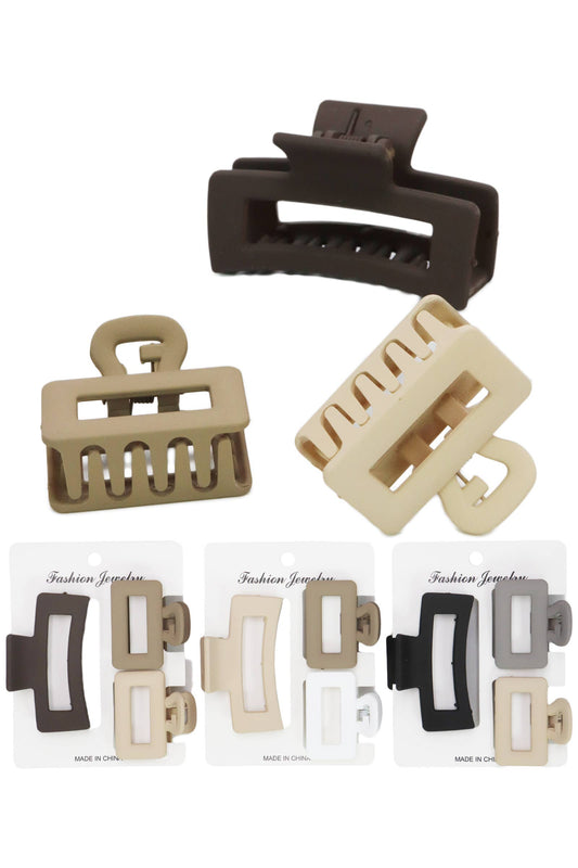 Cubic Matte Earth Tone Hair Claw - 3 pcs/card