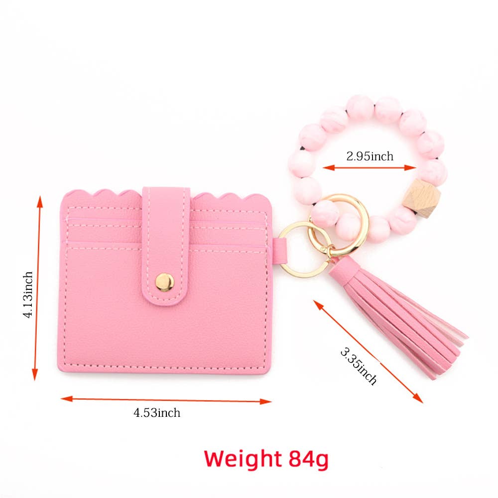Silicone Bead Bracelet PU Tassel Women's Wallet
