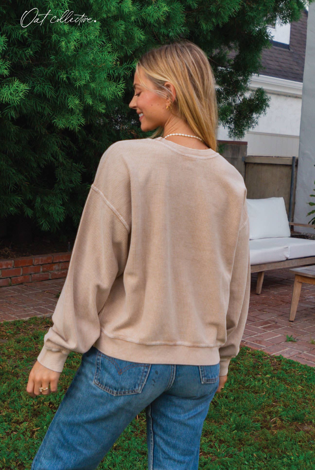 MAMA NECKLINE Cropped Thermal Vintage Pullover
