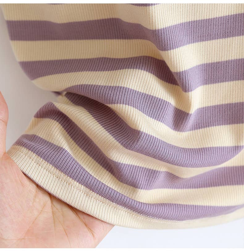 Contrast stripe scoop neck built-in bra tank top