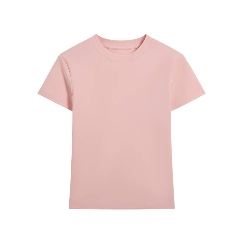 Essential basic plain fitted cotton blend crewneck tee