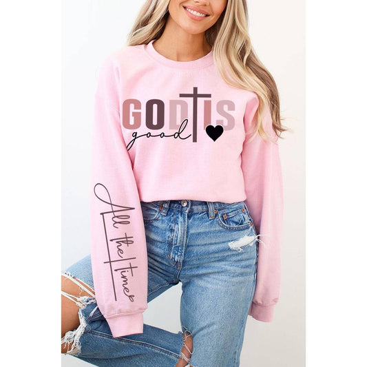 God Is Good Christian Graphic Fleece Sweatshirts