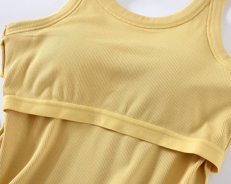 Athleisure built-in bra rib tank top