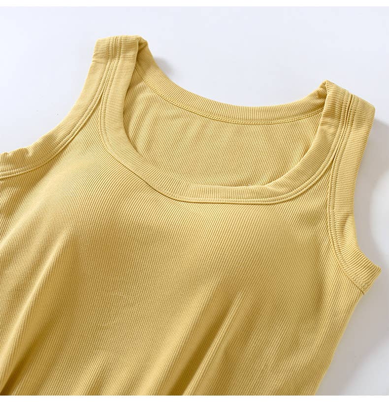 Semi sweetheart built-in bra rib knit basic tank top