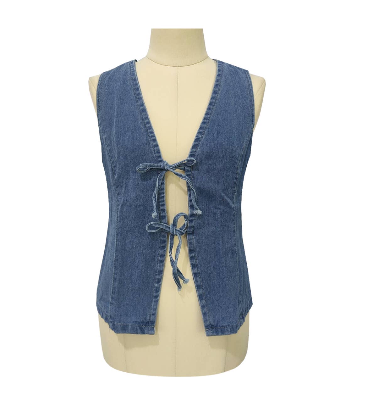 Basic Lace-Up Denim Vest