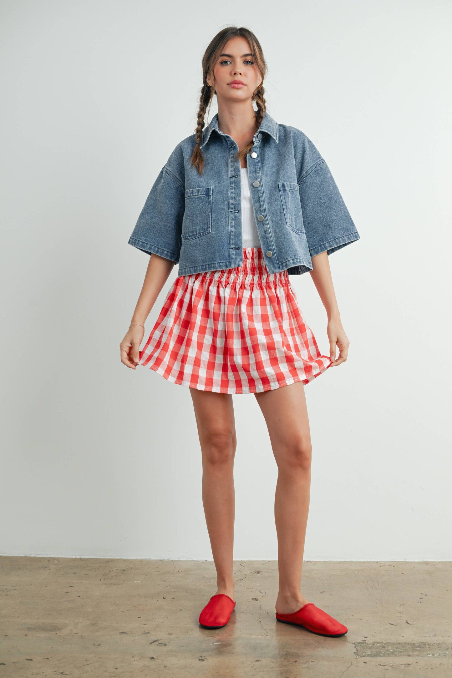 Button Front Cropped Shirt -