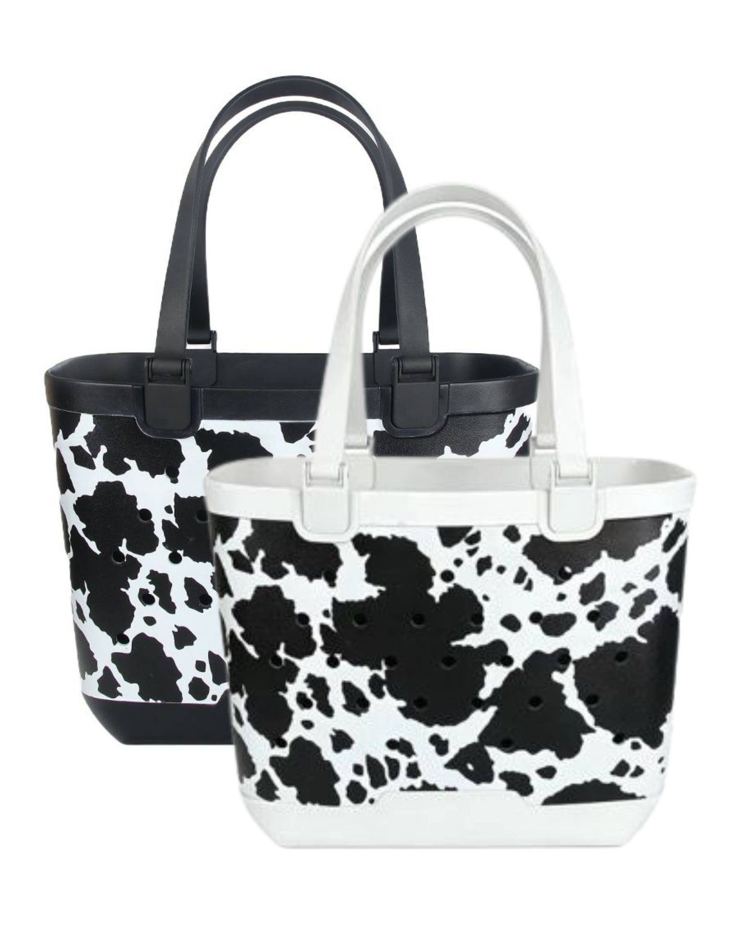Western Cow Print Rubber Beach Tote Bag - Large