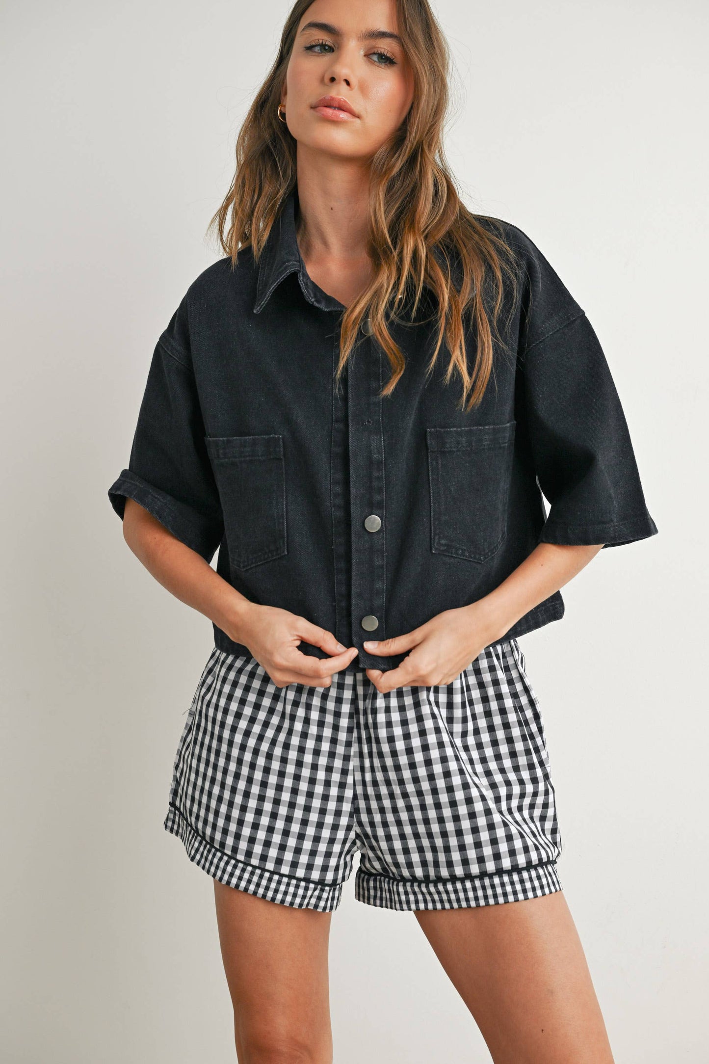 Button Front Cropped Shirt -