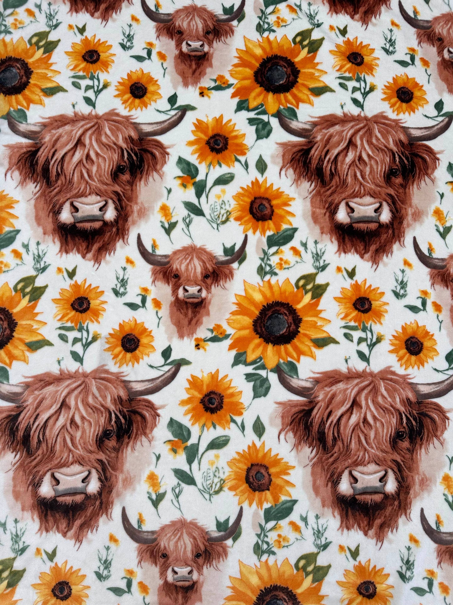 Highland Cows & Sunflowers King Size Super Plush Blanket
