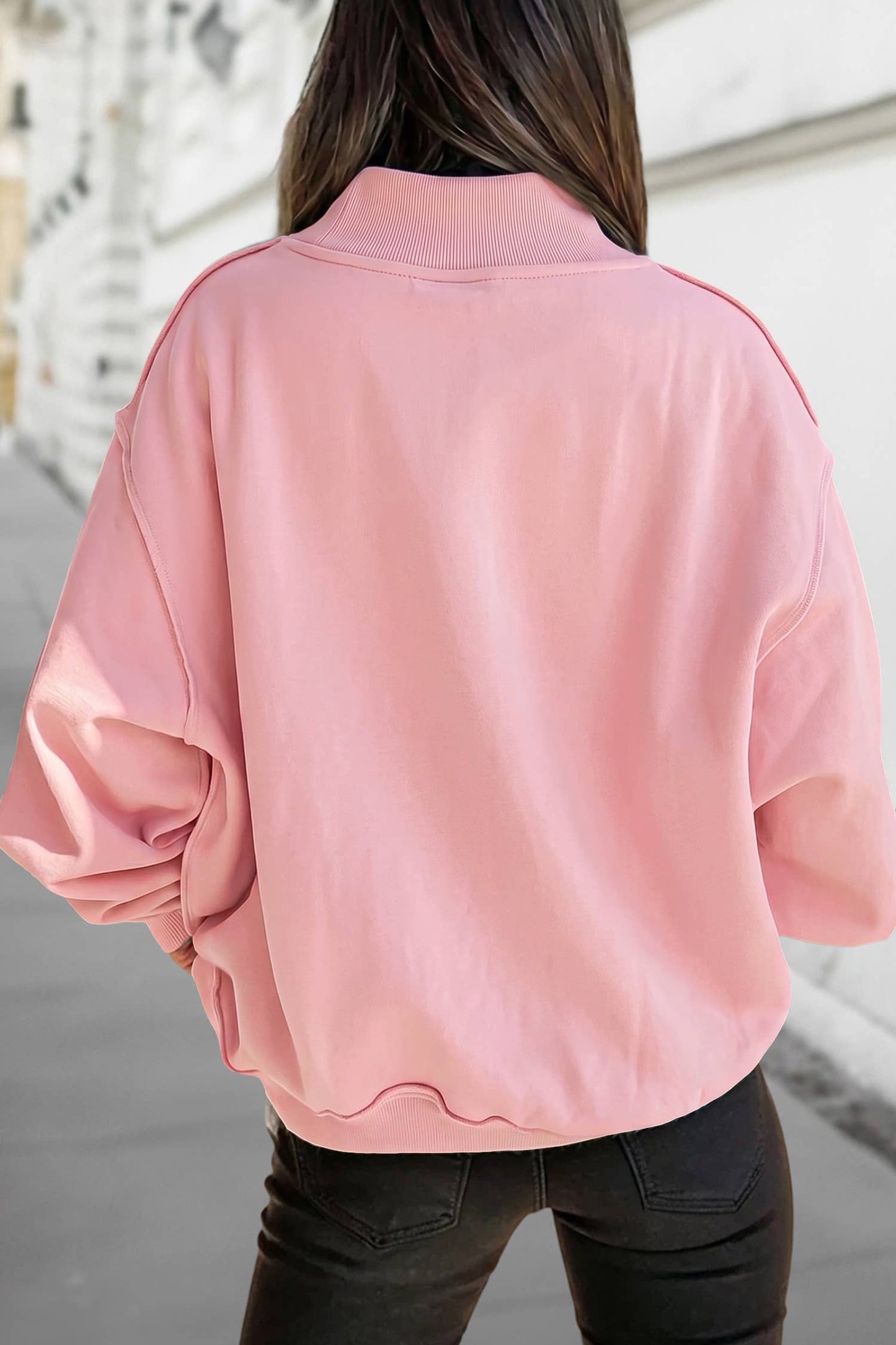 Reversible Oversized Mock Neck Sweatshirt | S-XL