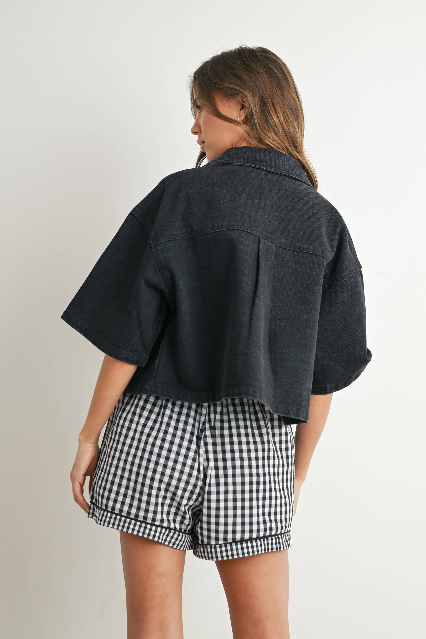 Button Front Cropped Shirt -