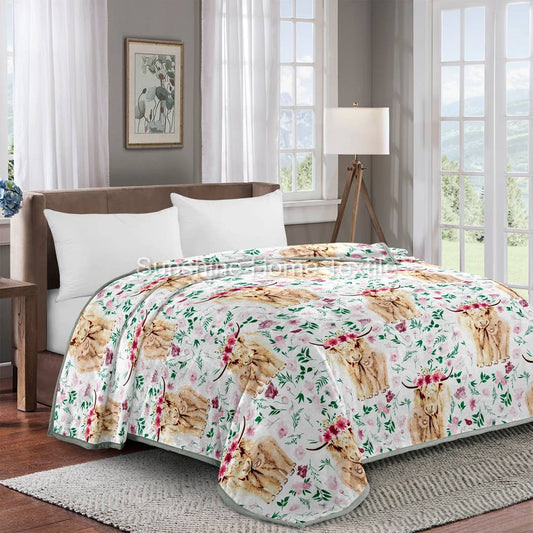 Highland Cows & Florals King Size Super Soft Plush Blanket