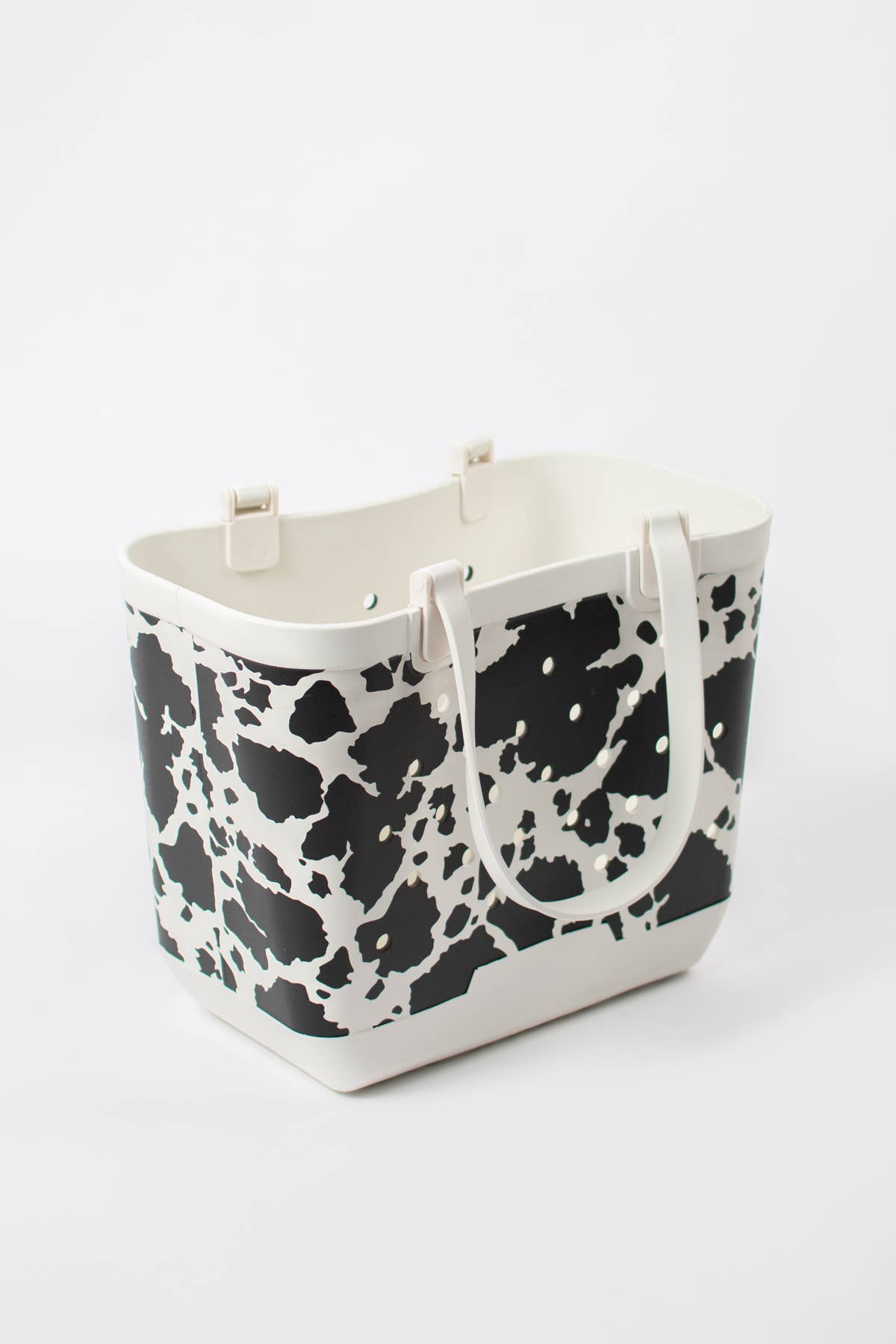 Western Cow Print Rubber Beach Tote Bag - Large