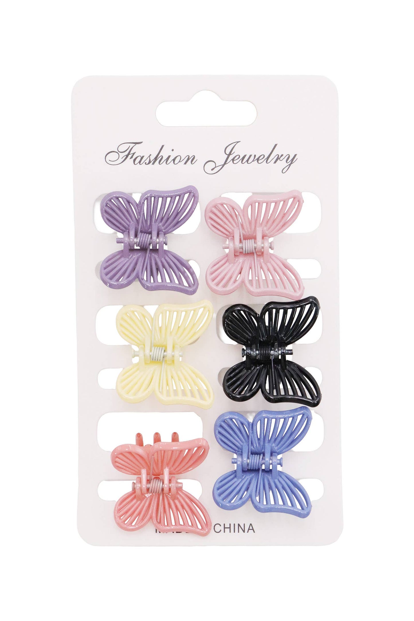Mini Butterfly Hollow-out Hair Claw - 6 Set
