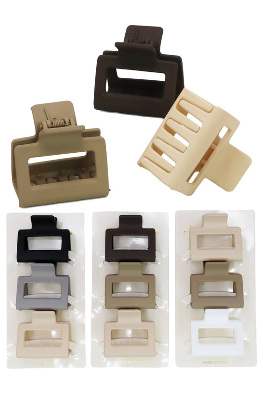 Small Cubic Matte Earth Tone Hair Claw - 3 pc/card