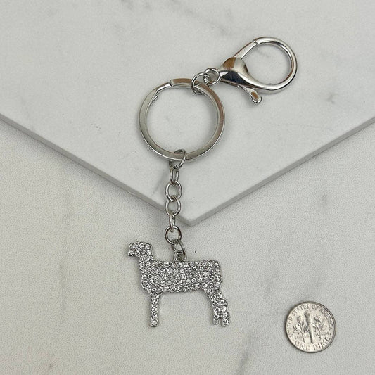 Clear crystal sheep keychain