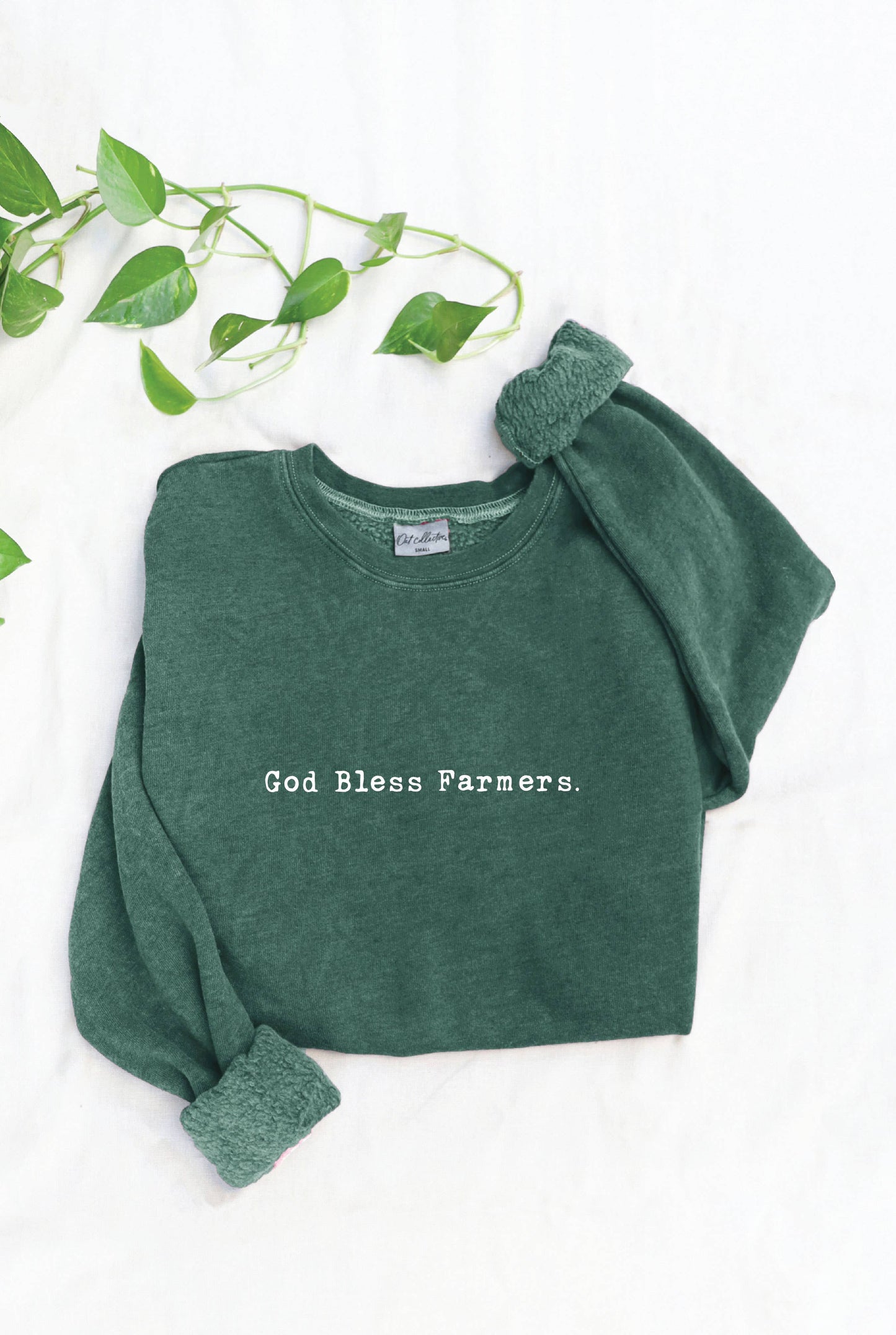 GOD BLESS FARMERS.  Mineral Washed Graphic Sweatshirt