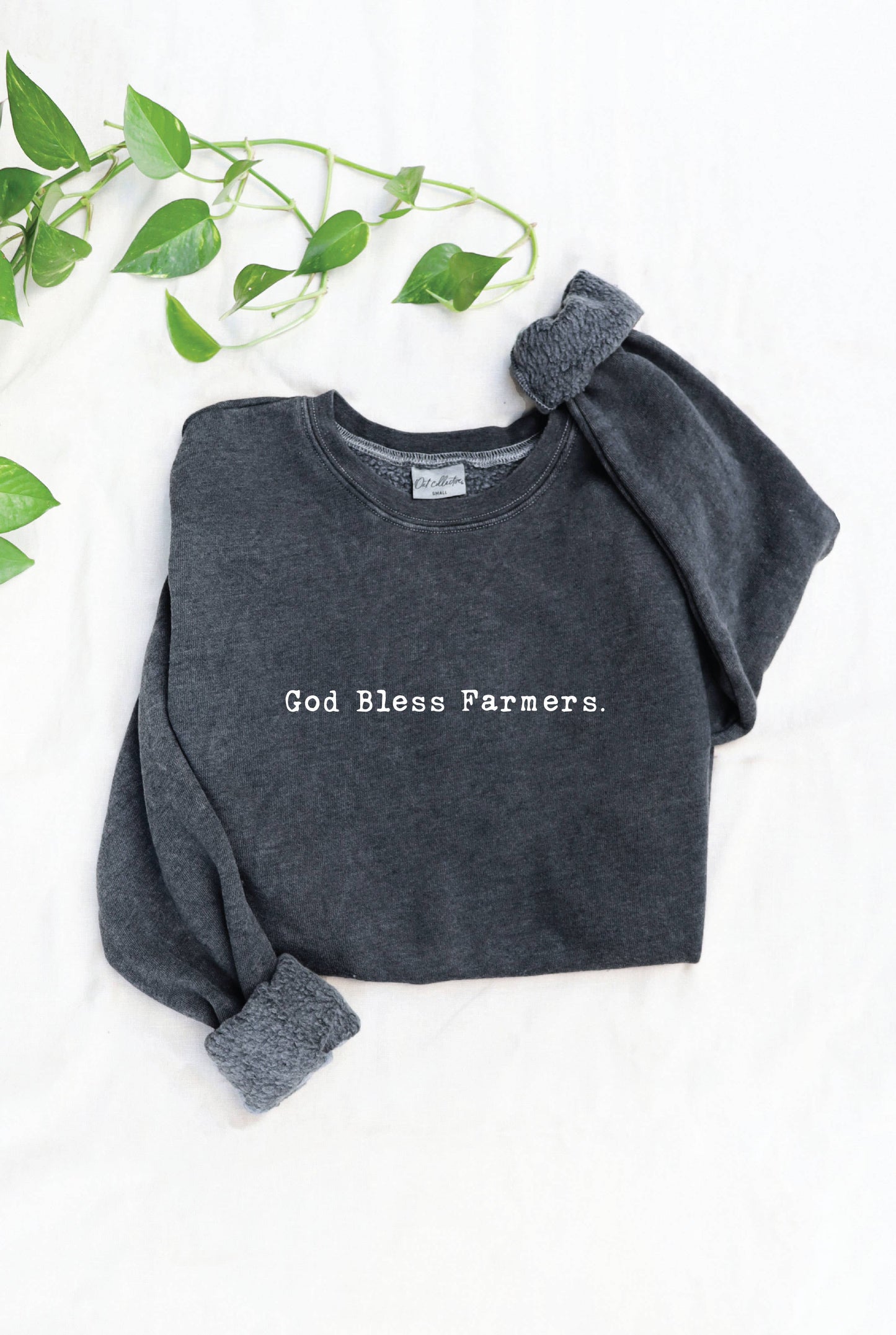 GOD BLESS FARMERS.  Mineral Washed Graphic Sweatshirt