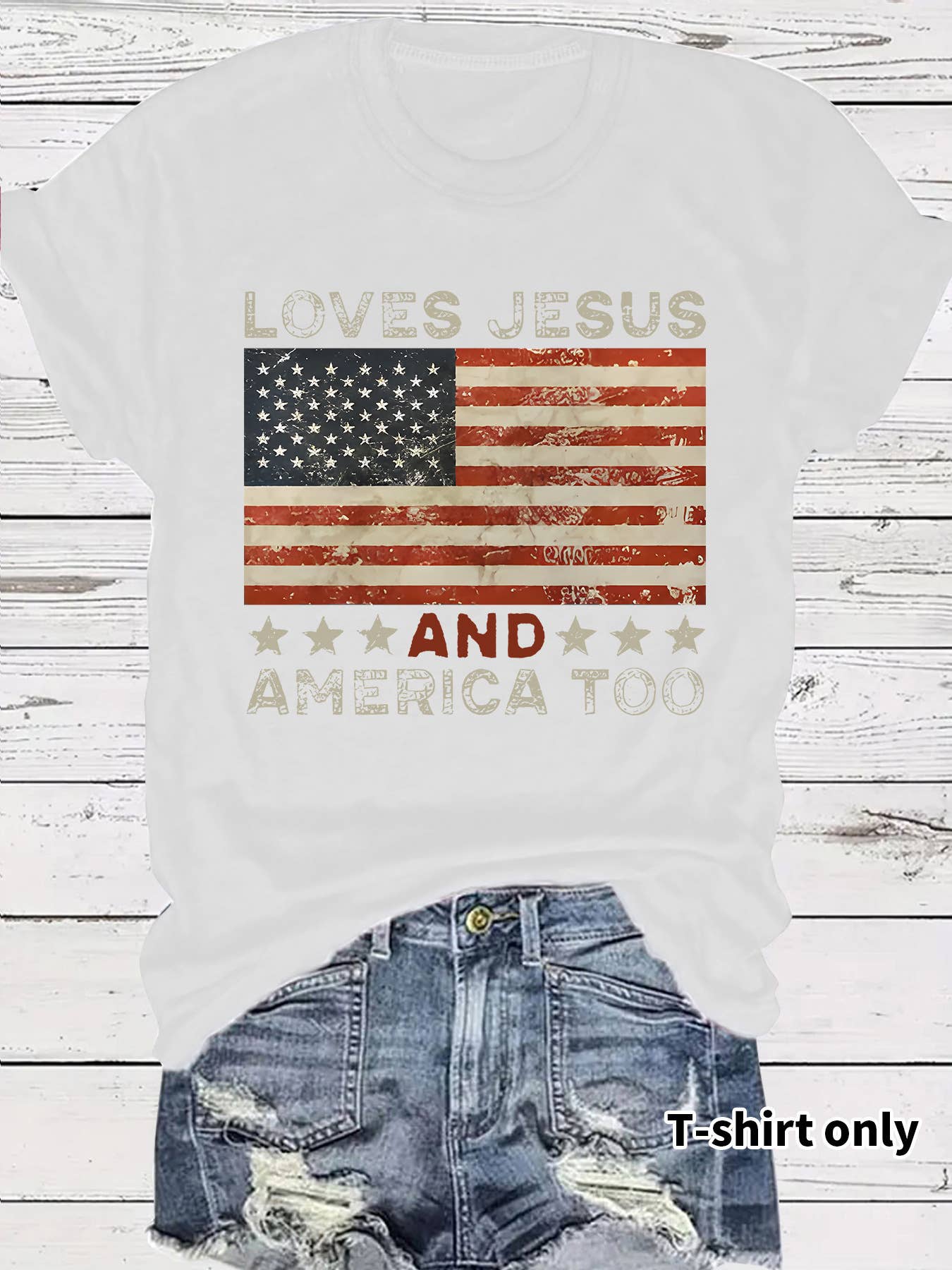 4th of July Retro USA flag Graphic tee short sleeve