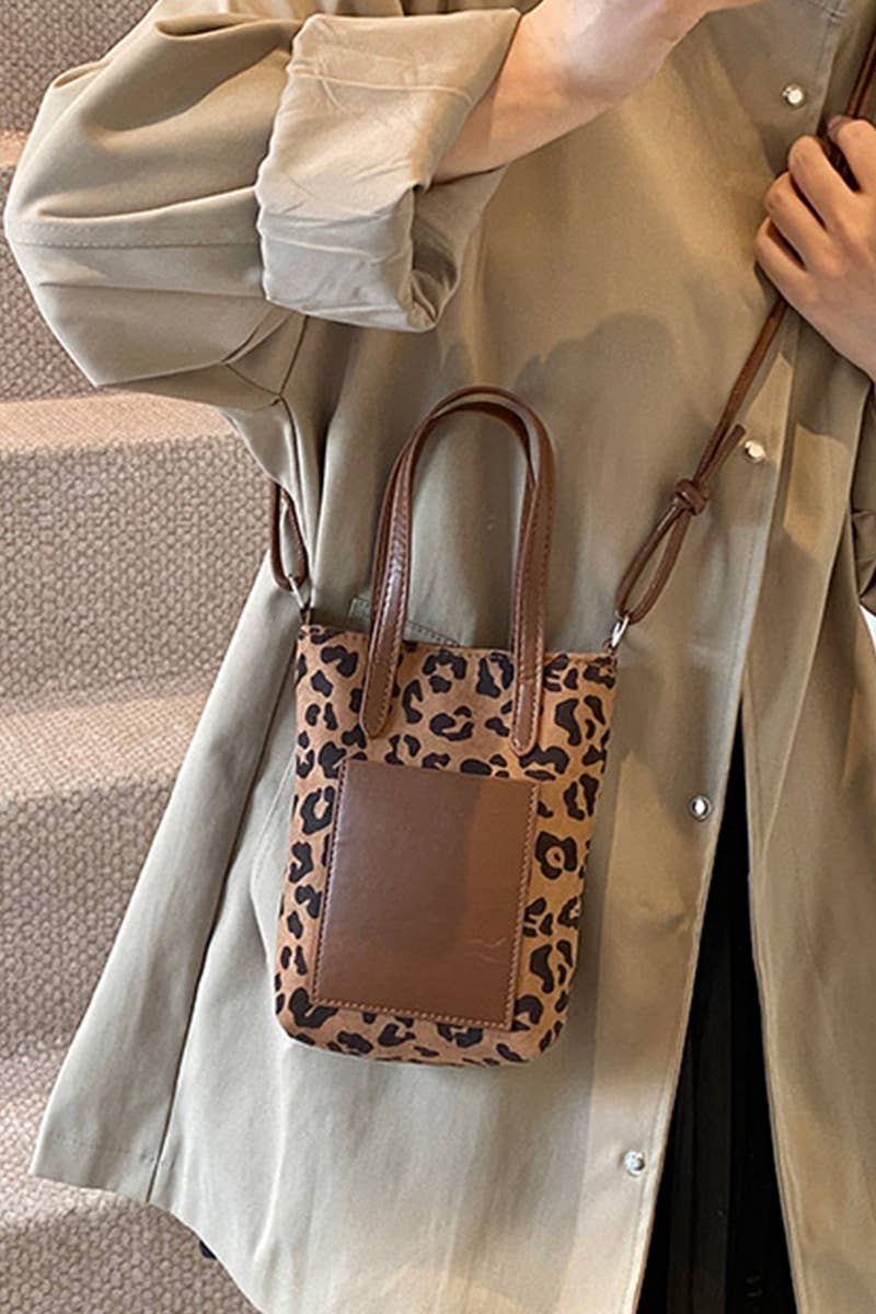 Vintage Retro Suede Crossbody Mini Bucket Tote Bag