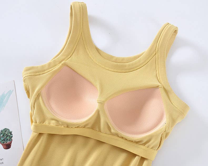 Athleisure built-in bra rib tank top