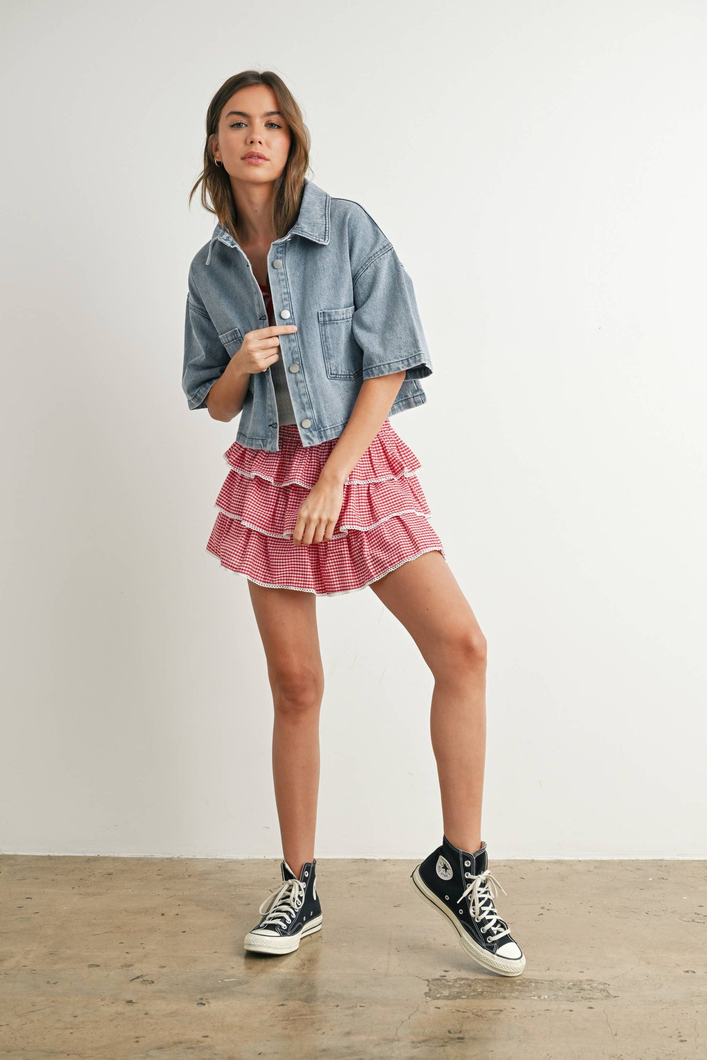 Button Front Cropped Shirt -