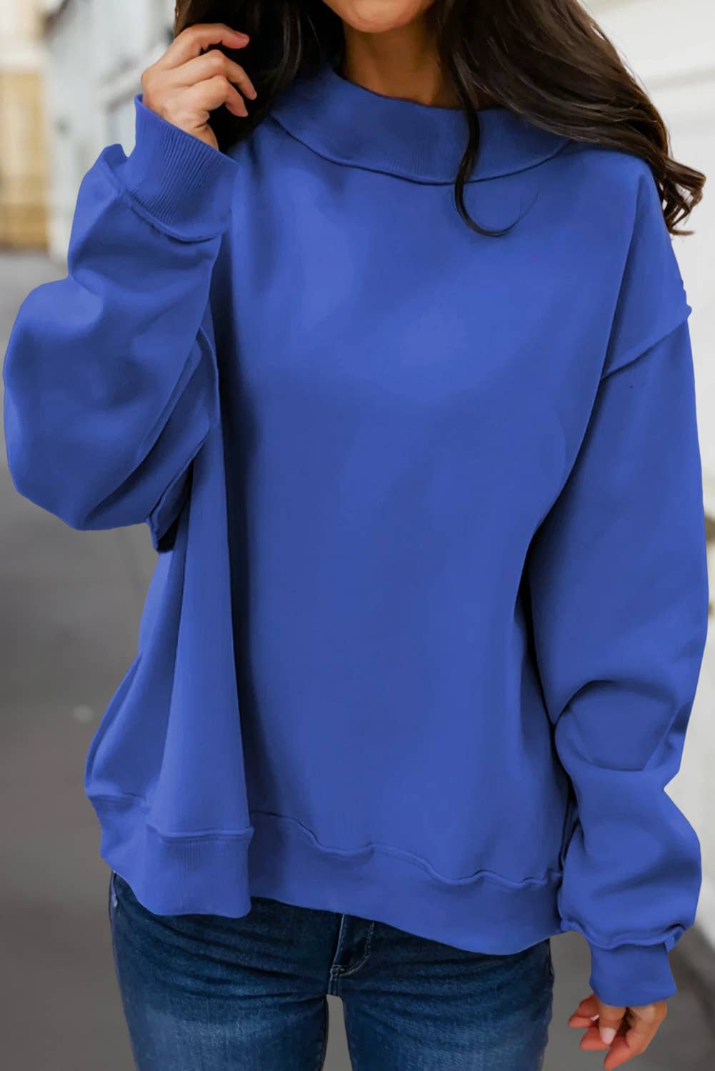 Reversible Oversized Mock Neck Sweatshirt | S-XL