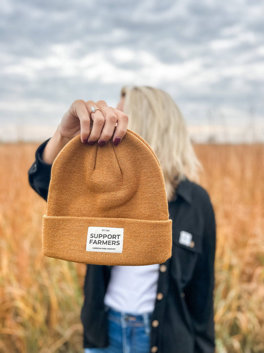 Western Coyote Brown ‘Support Farmers’ Beanie