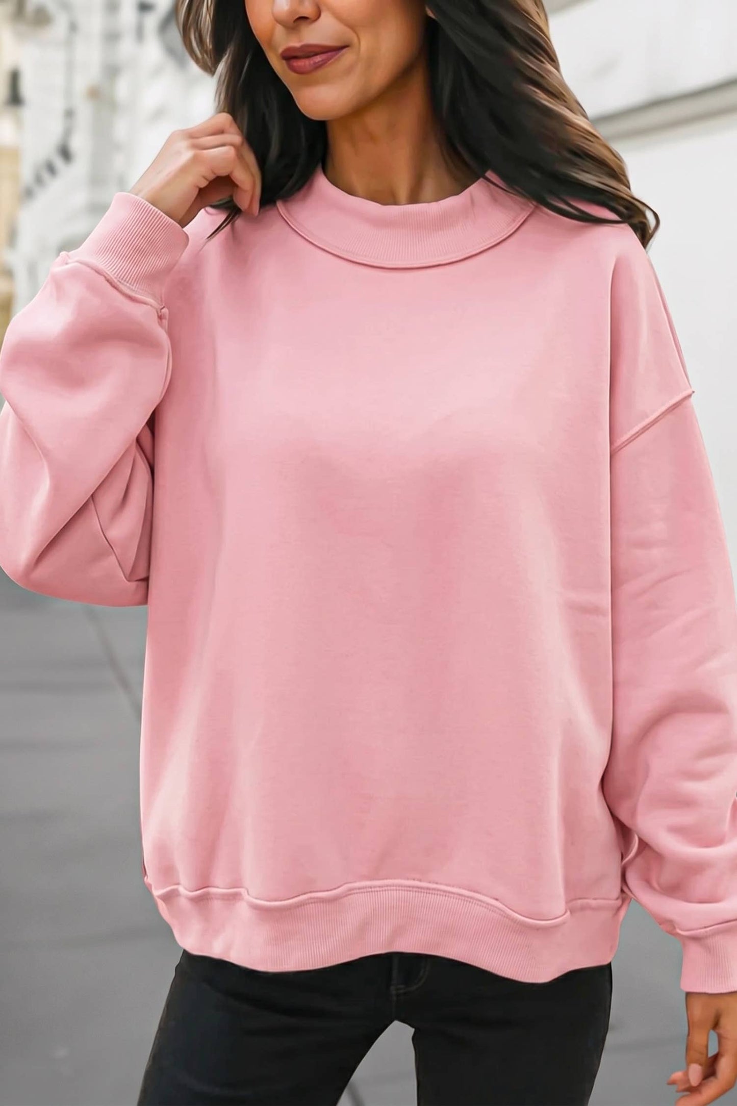 Reversible Oversized Mock Neck Sweatshirt | S-XL